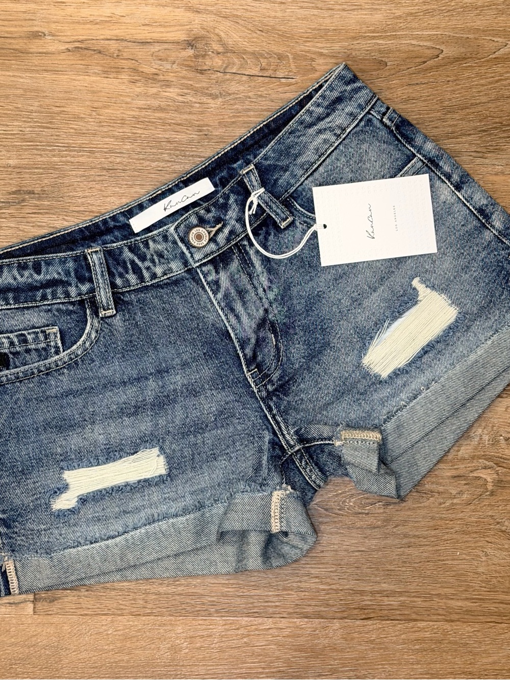 KanCan Light Blue Denim Shorts with White Brand Tag